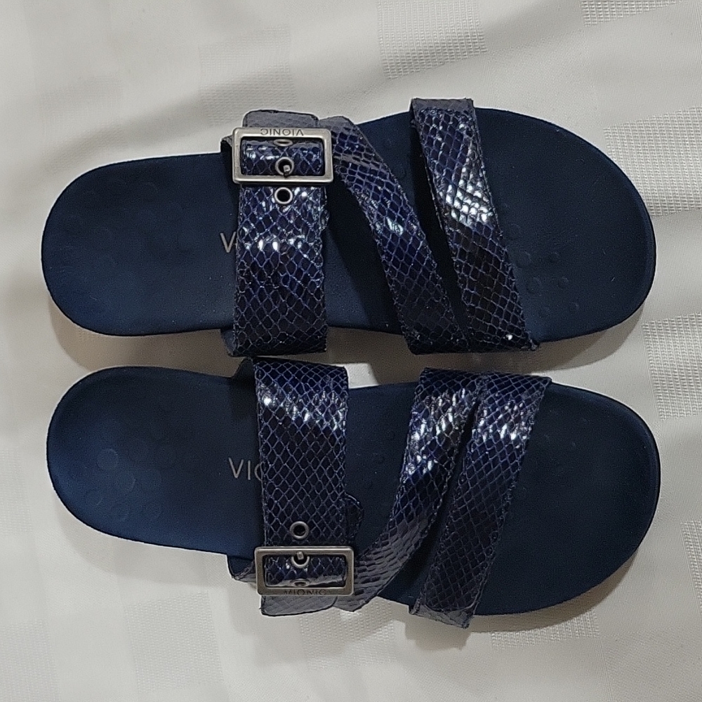 Vionic Sandals Adjustable Straps Size 9 Navy Blue